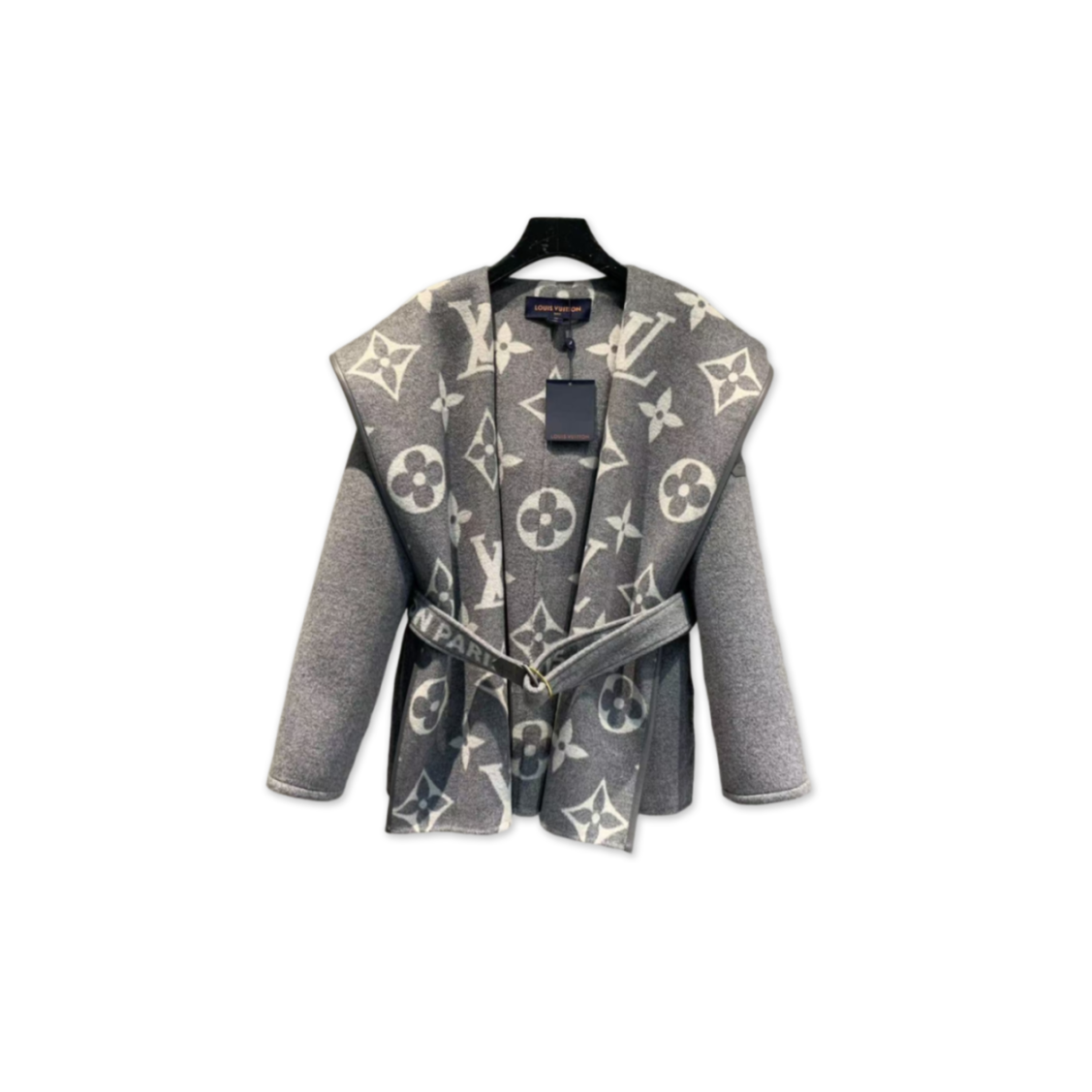 l0vis vvtt0n belted double Fa*e hooded coat